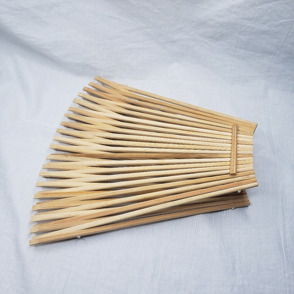 Bamboo Chopstick Folding Fruit Basket Hammock Sustainable Kitchen - Picture 3 of 3